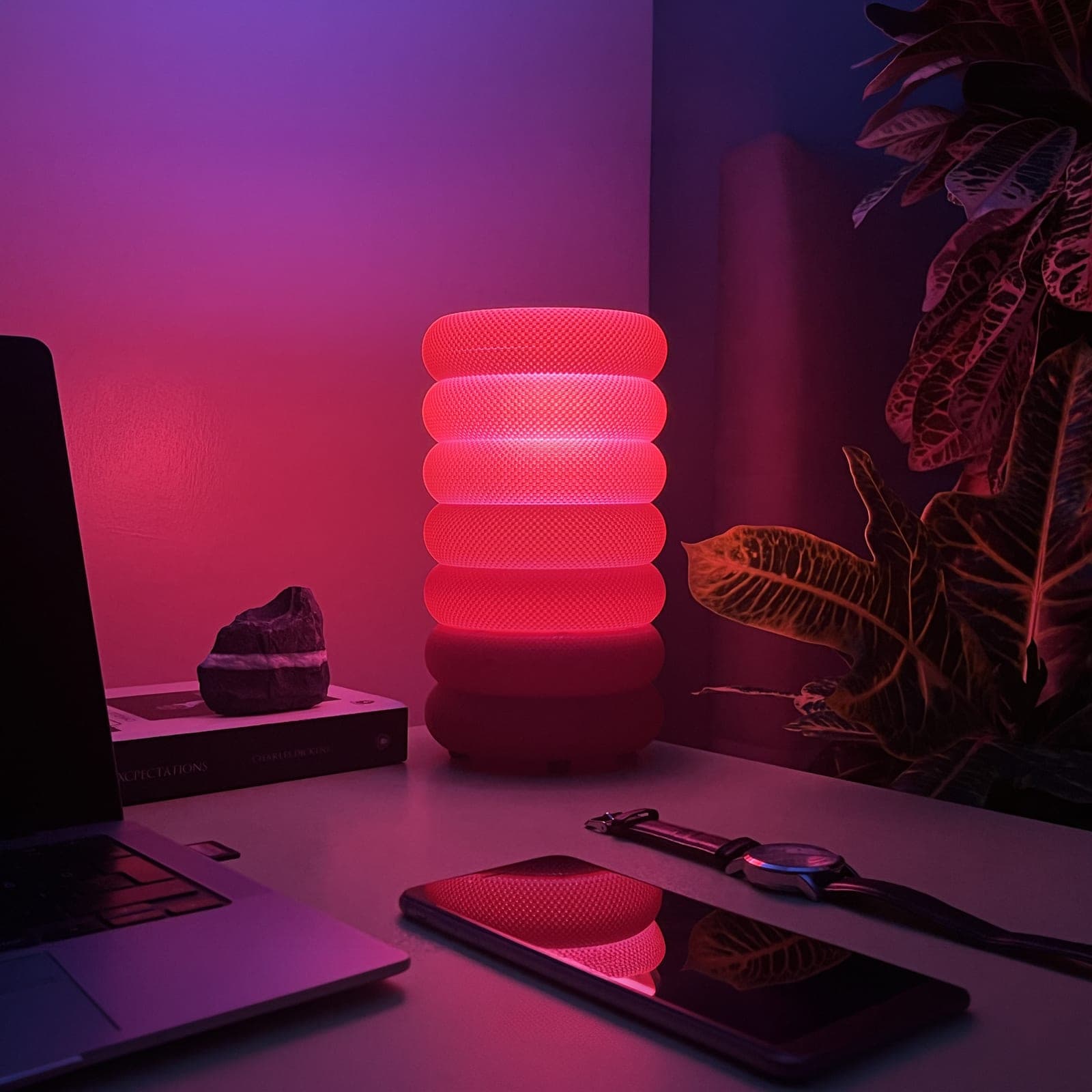 Bal tonunda yanan halkalı dokulu akıllı LED lamba, Smart Life sıfırlama